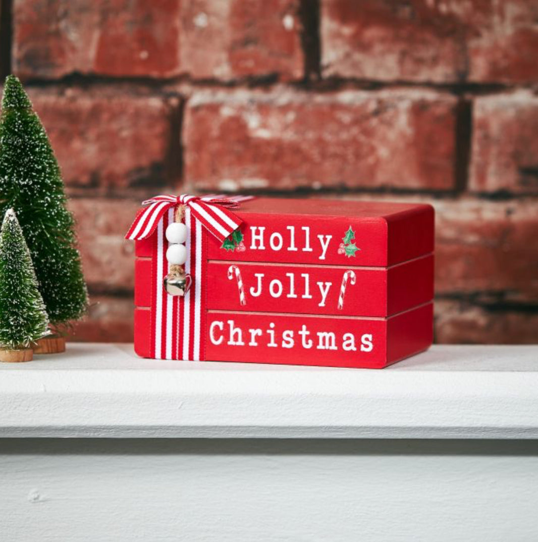 Festive book stack
