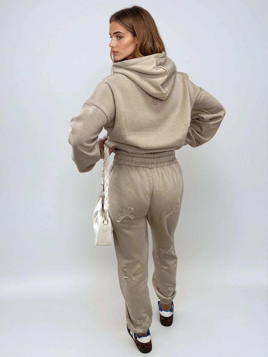 Cross Detail Oversized Hoodie and Jogger Co-ord Set