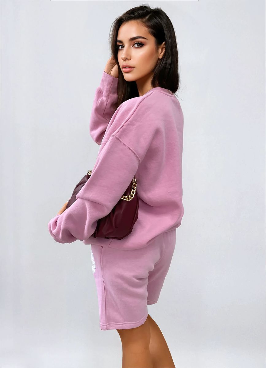 All We Need Is Love Slogan Sweatshirt and Jogger Shorts Co-ord Set