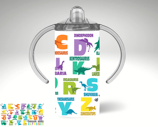 12oz sippy cup - Dino letters