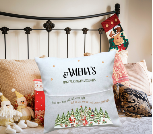 Children’s Christmas story time pocket cushion