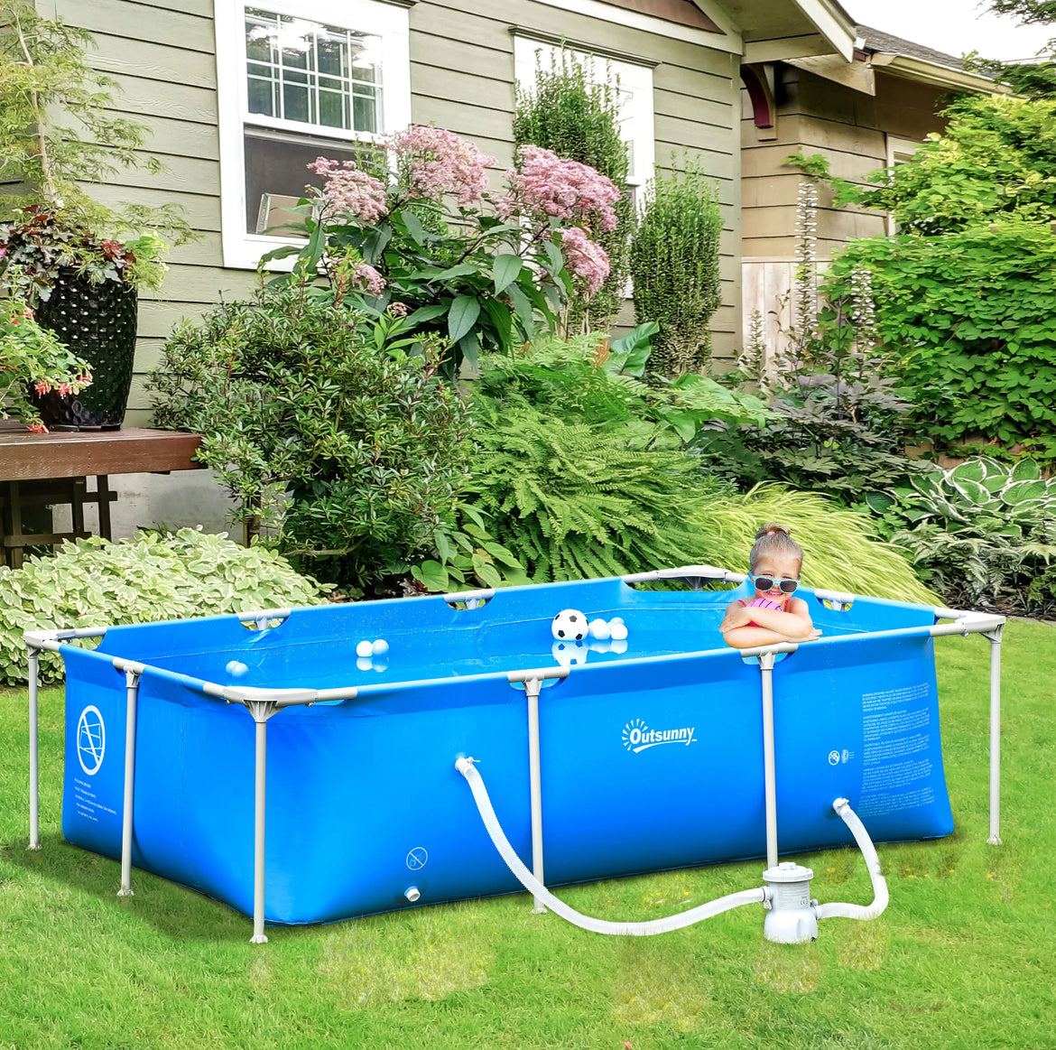 Outsunny steel frame pool with filter