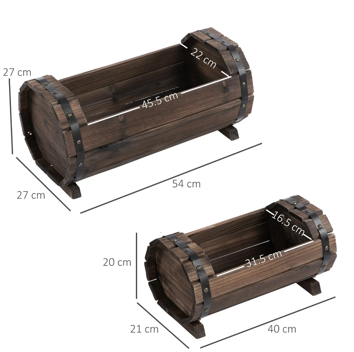 2pcs 56L wooden planter box