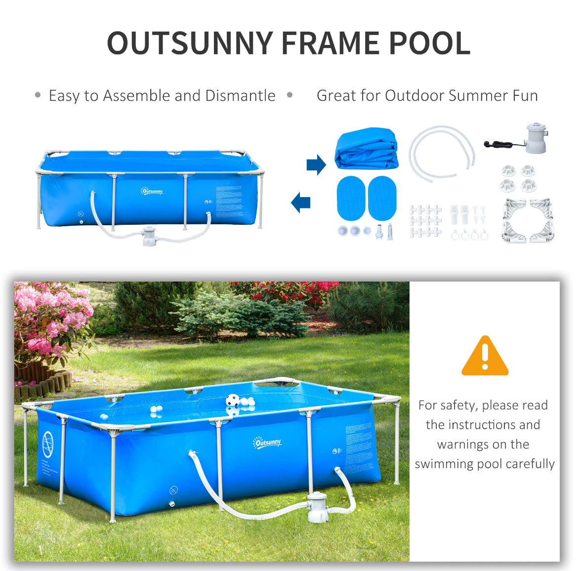 Outsunny steel frame pool with filter