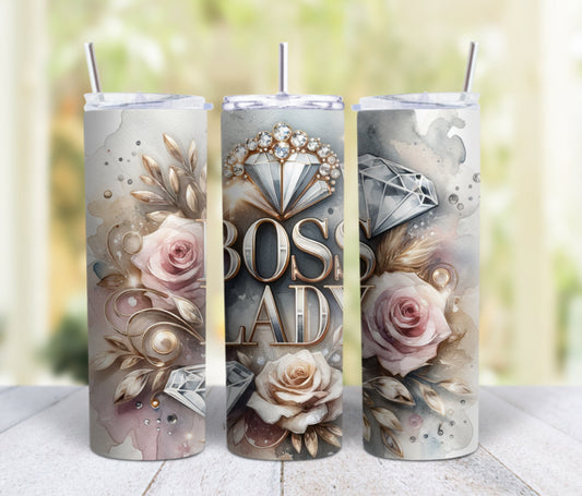 20oz skinny tumbler - Boss lady