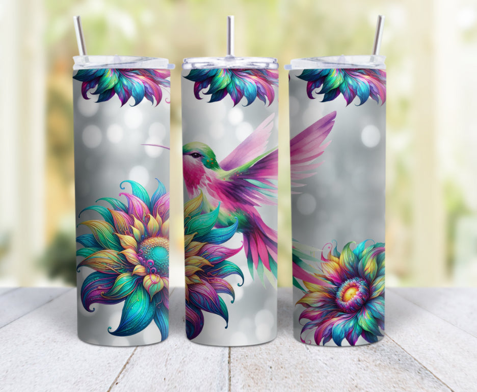 20oz skinny tumbler - Hummingbird