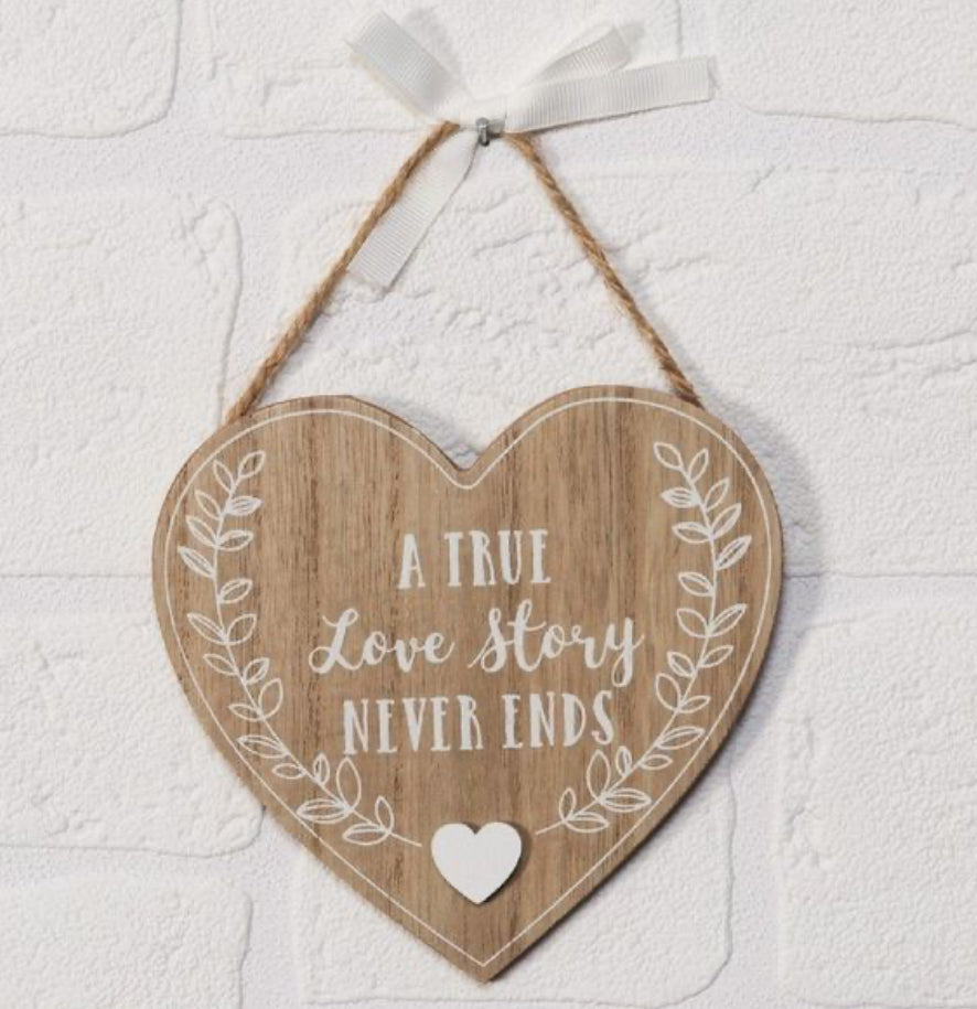 Love Story A True Love Story Heart Plaque