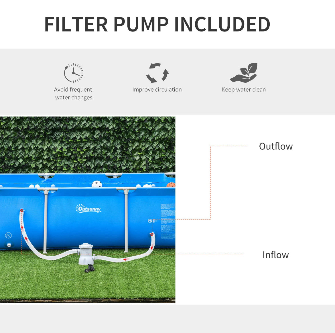 Outsunny steel frame pool with filter