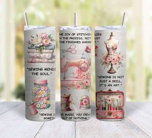 20oz skinny tumbler - Sewing lover