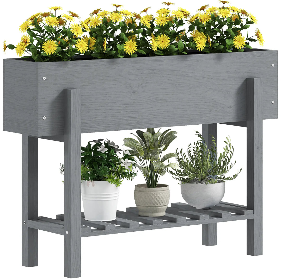 Wooden two-tier raised planter