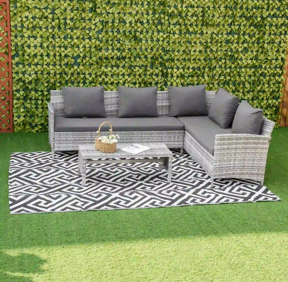 Outdoor rug - black & white