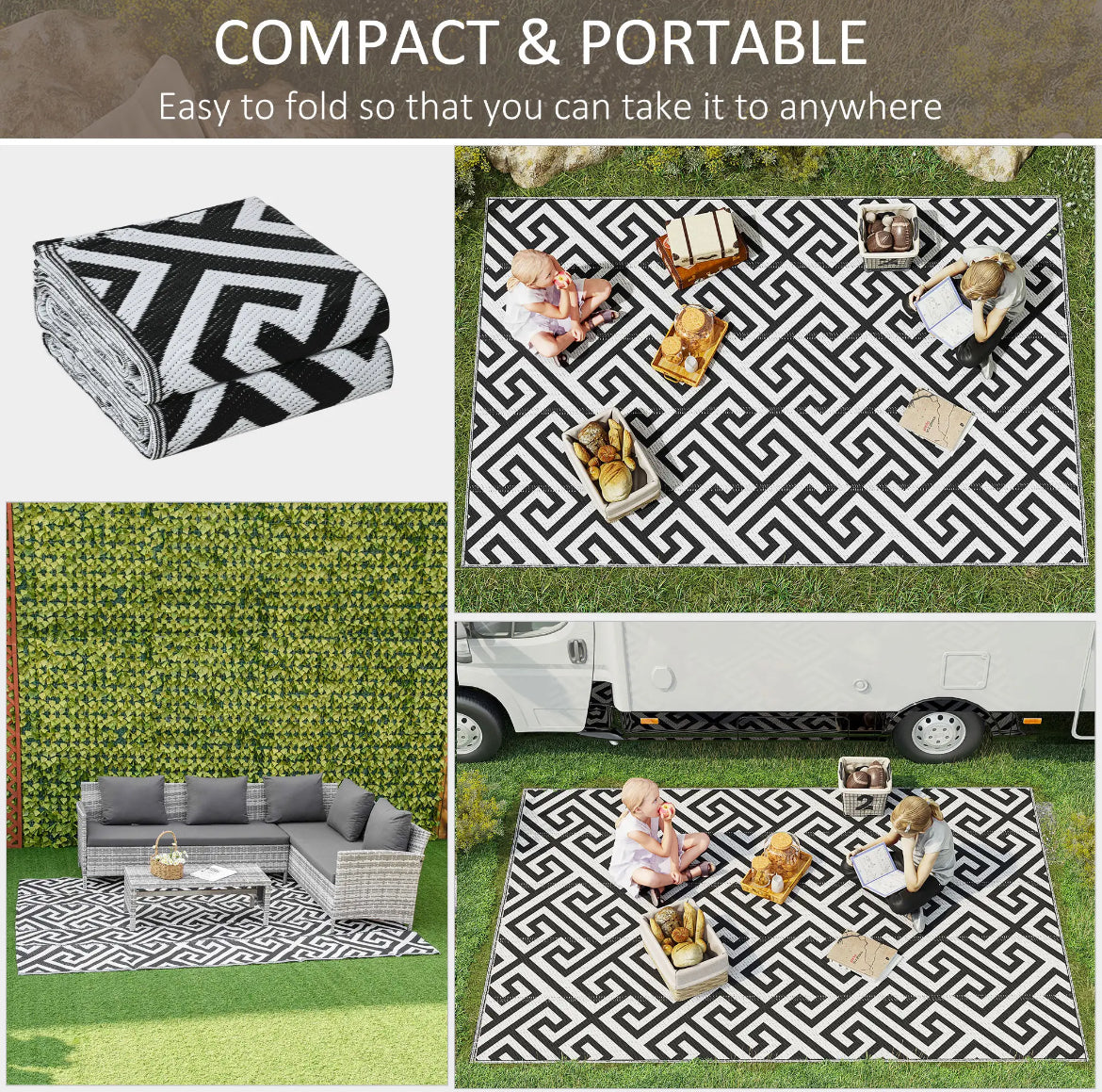 Outdoor rug - black & white