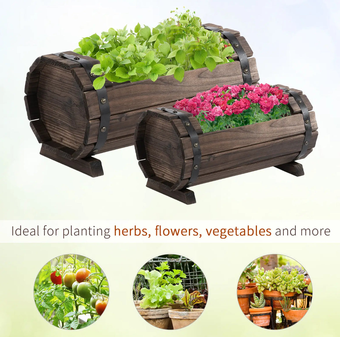 2pcs 56L wooden planter box