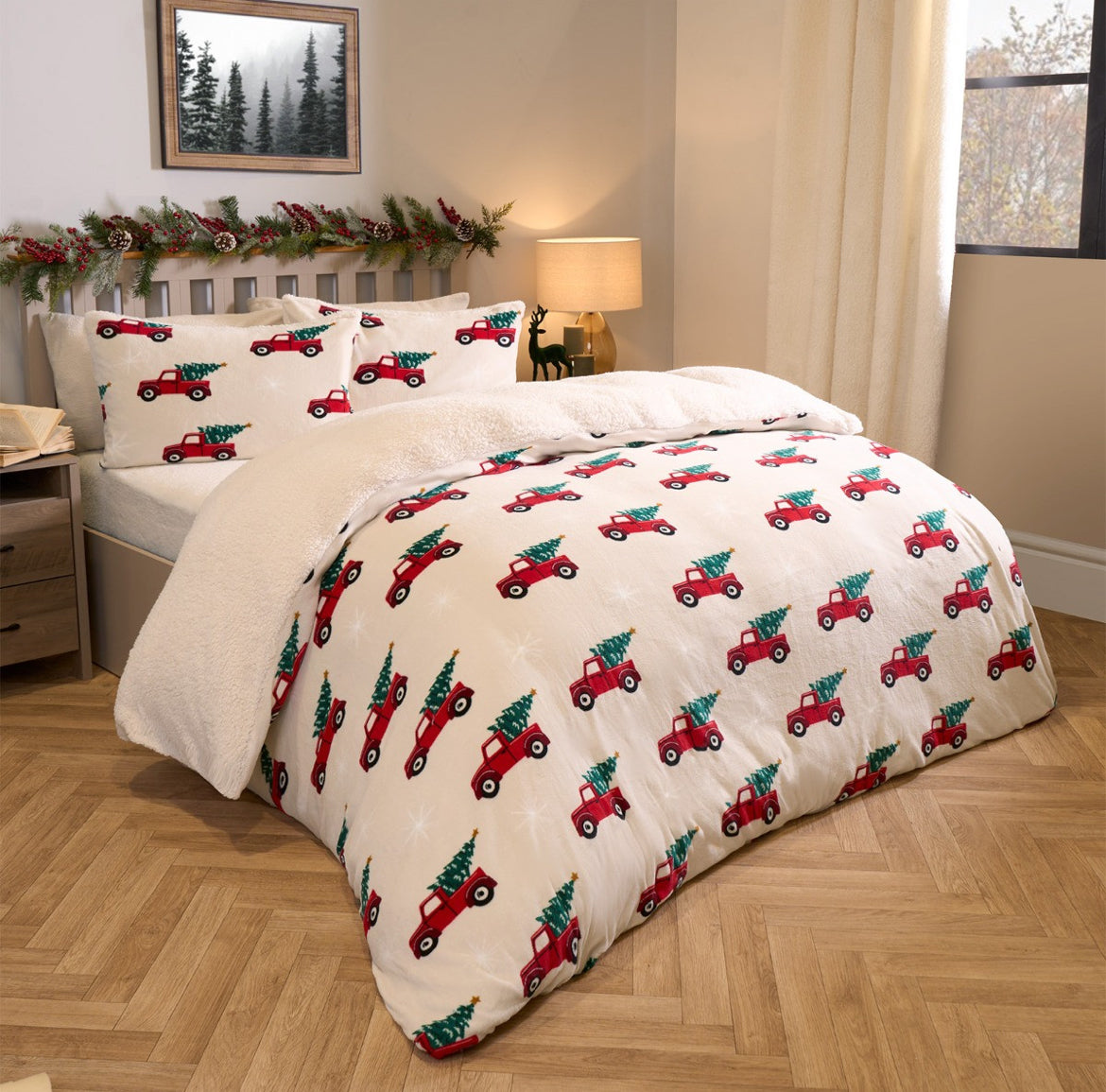 Home For Christmas Fleece Duvet Set - Natural