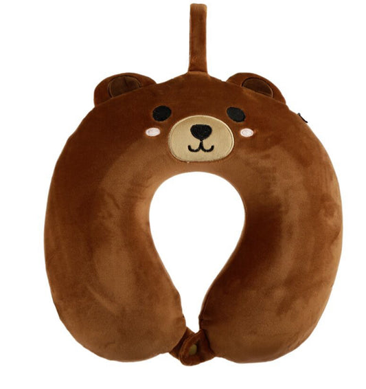 Relaxeazzz Plush Memory Foam Travel Pillow - Bear