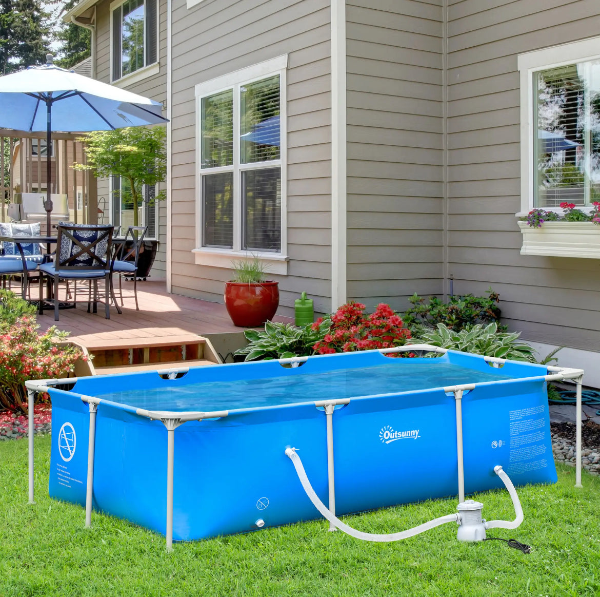 Outsunny steel frame pool with filter