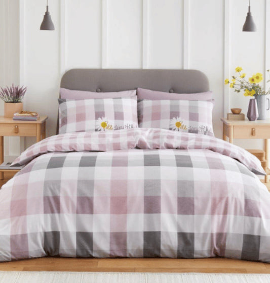 SNOOZEVILLE SUNNY GINGHAM PINK DUVET SET