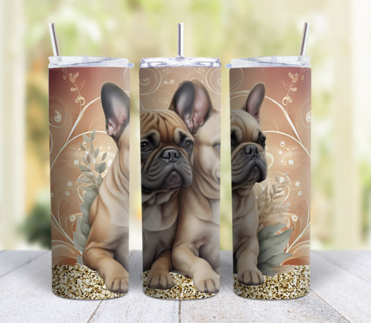 20oz skinny tumbler - French bulldogs