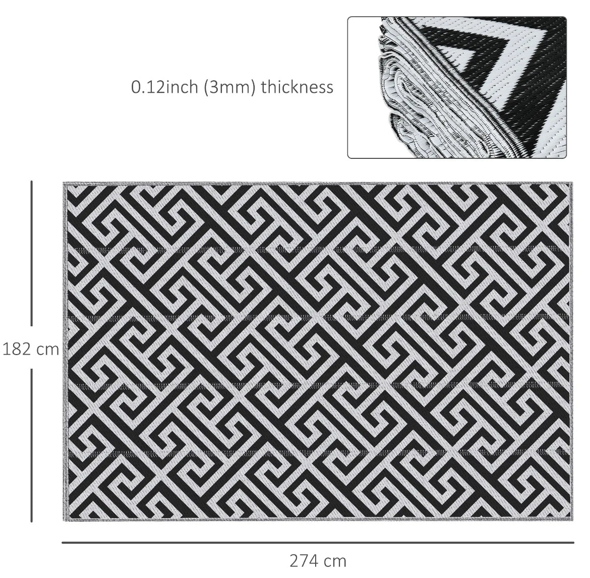 Outdoor rug - black & white