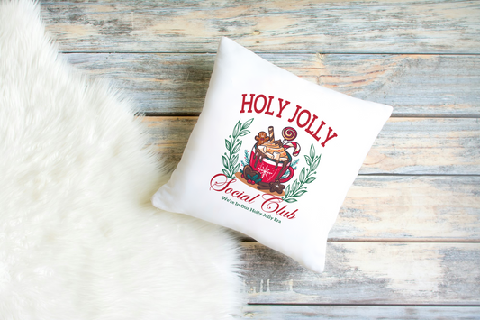 Holly jolly Christmas cushion