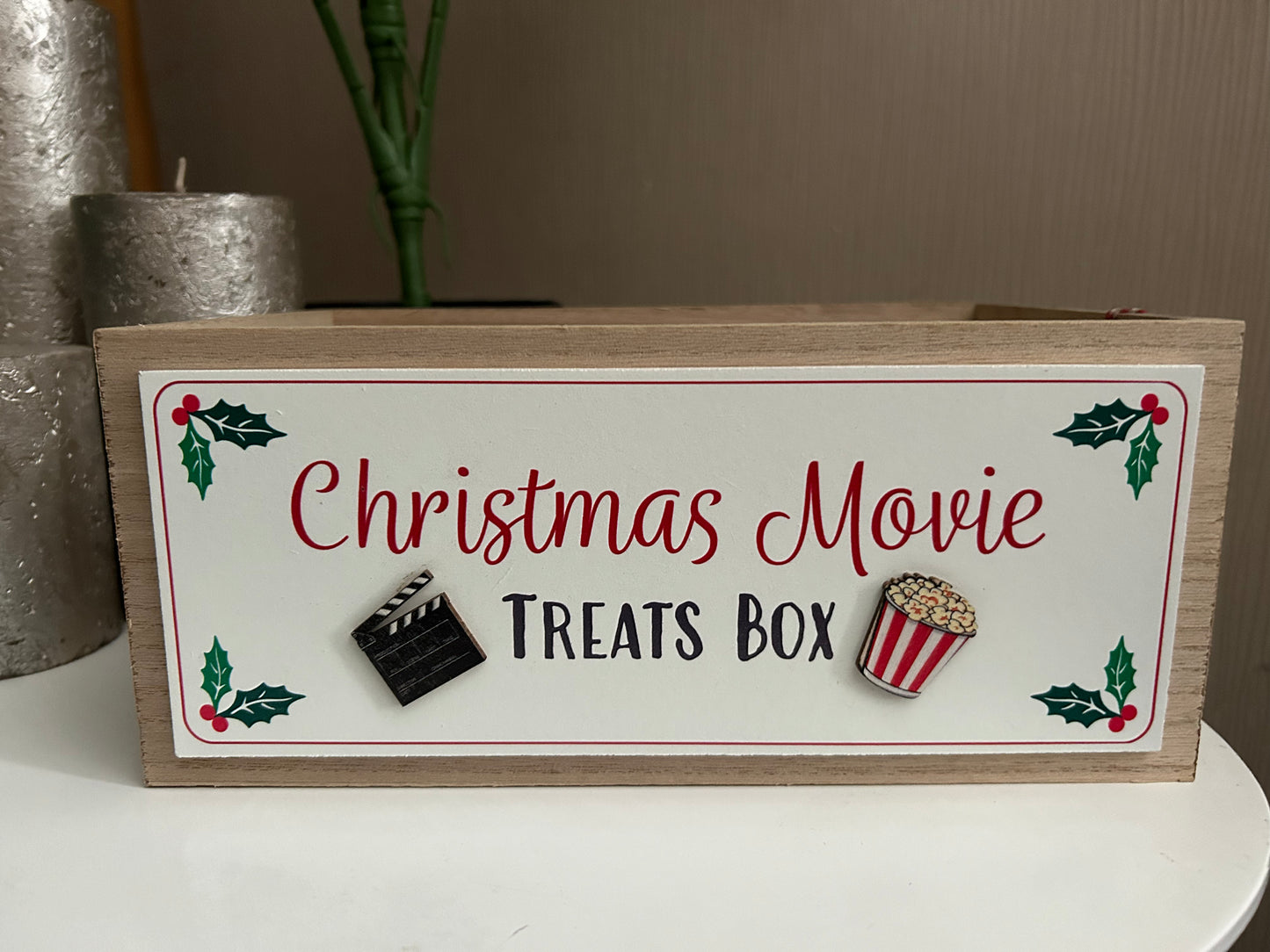 Wooden Christmas movie treat box