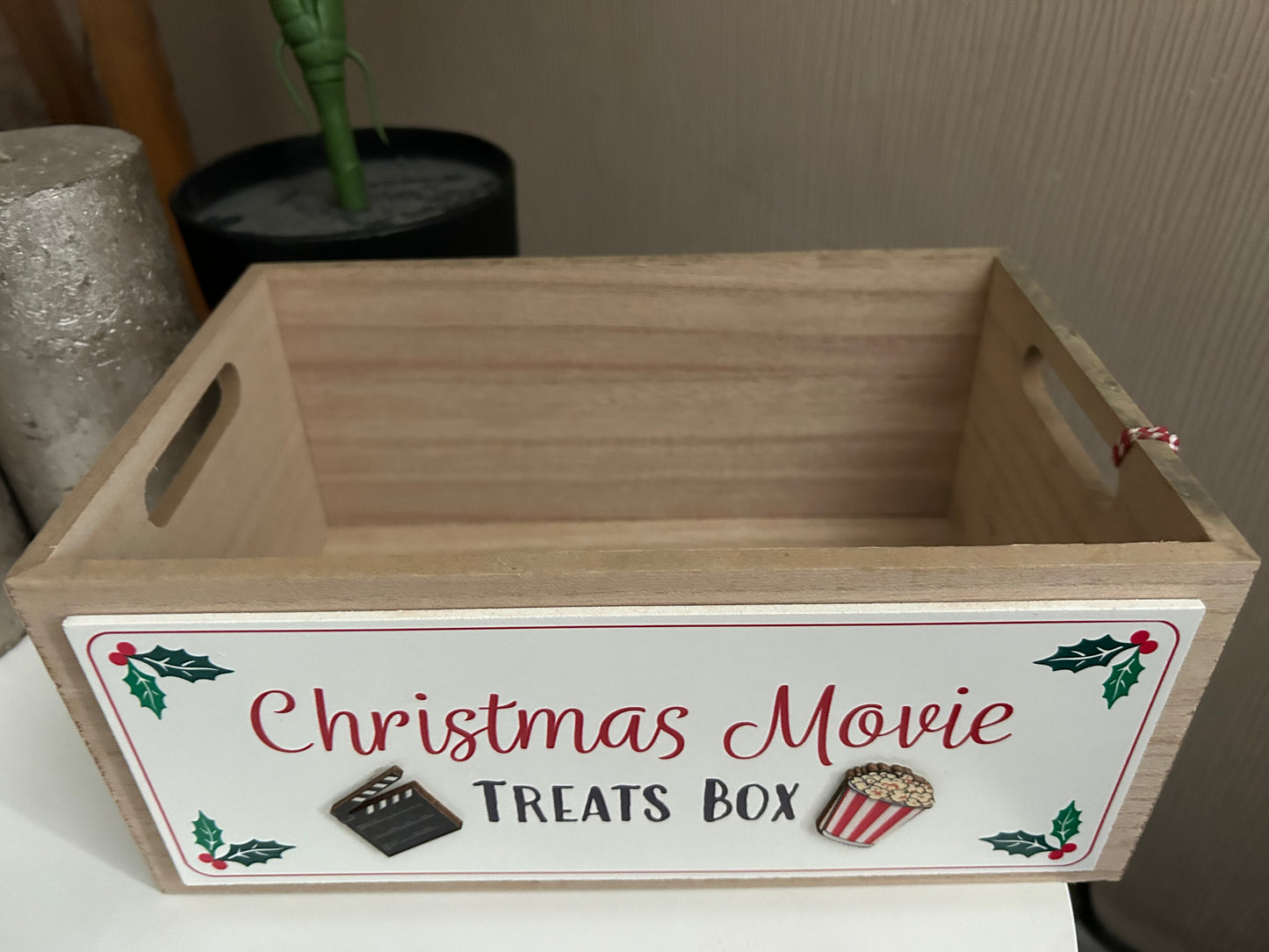 Wooden Christmas movie treat box