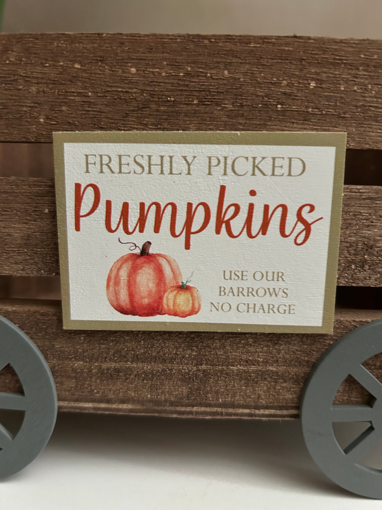 Wooden pumpkin cart ornament