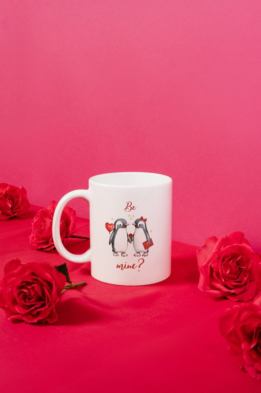 Valentine penguin mug