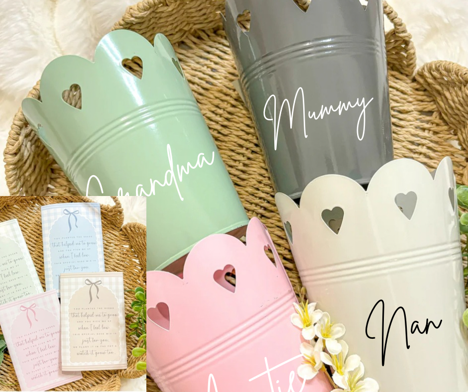 Personalised metal plant pot & seed packet