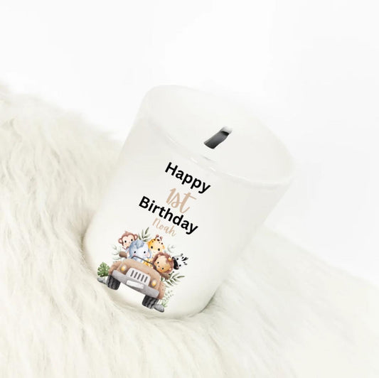 Birthday ceramic money box gift