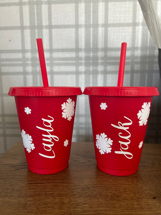Christmas theme red cold cups