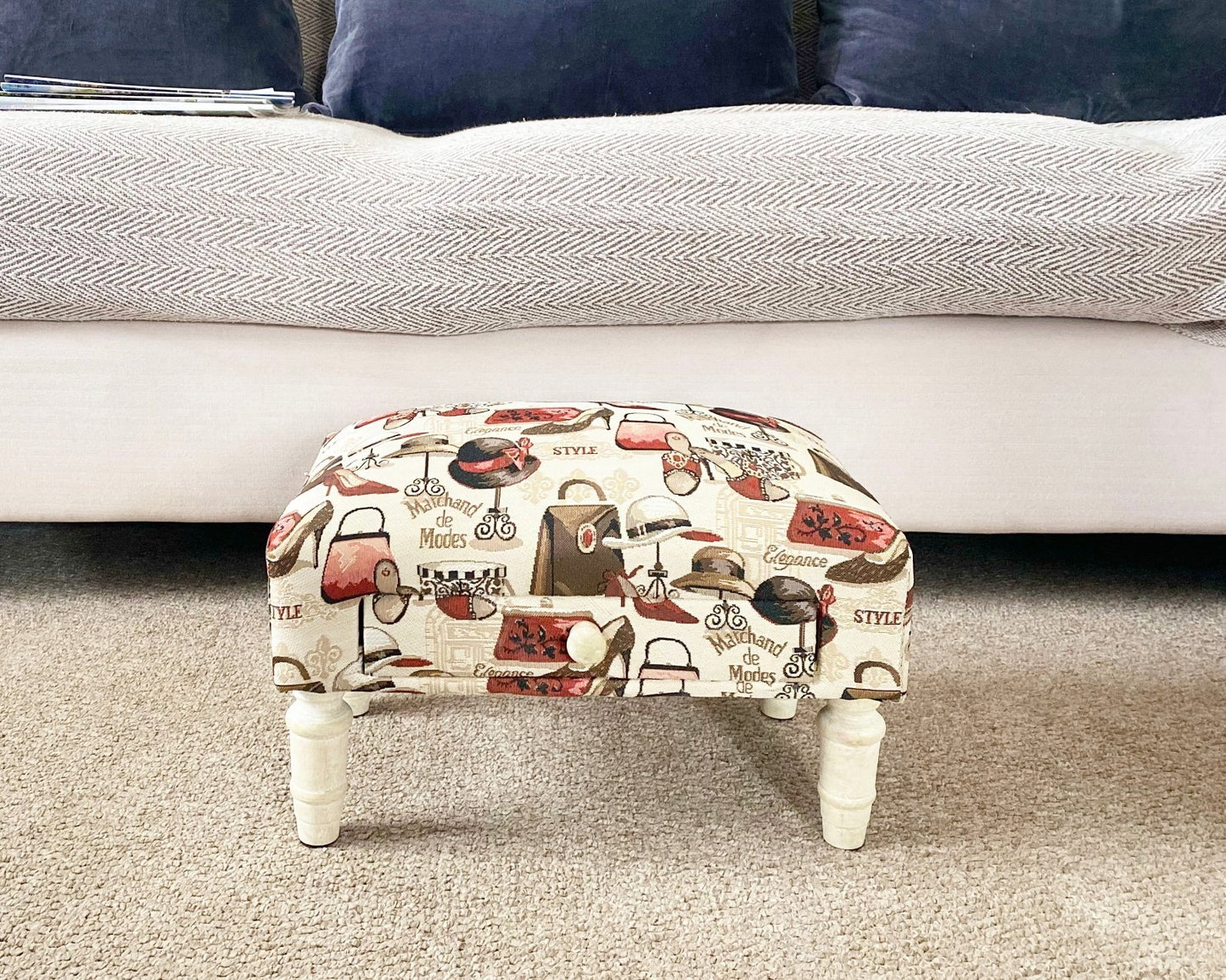Ladies Fabric Footstool with Drawer