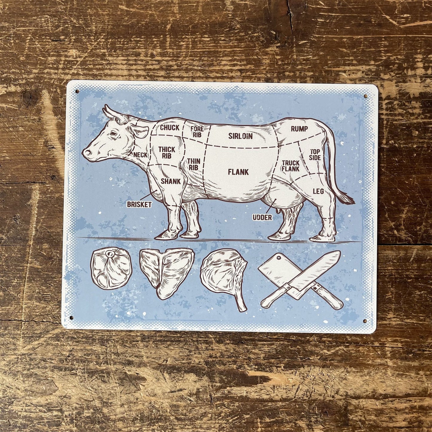 Vintage Metal Sign - Butchers Cuts of Beef Retro Sign