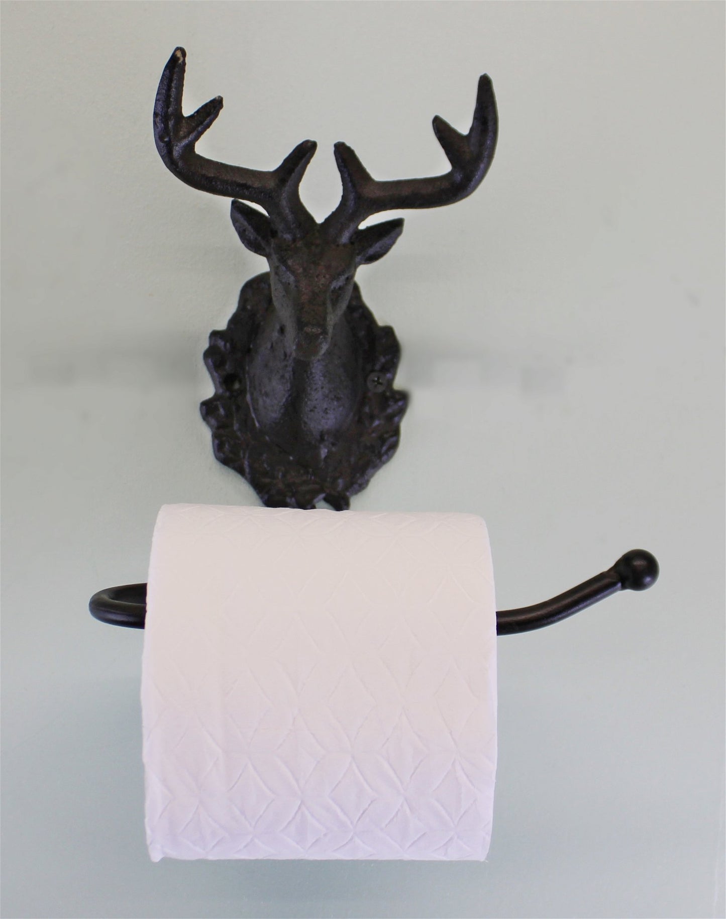Cast Iron Rustic Toilet Roll Holder, Stag Head Design