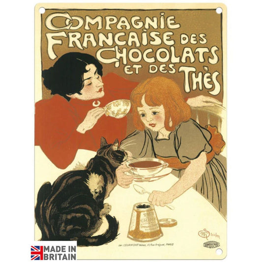 Small Metal Sign 45 x 37.5cm Vintage Retro Compagnie Francaise Chocolats