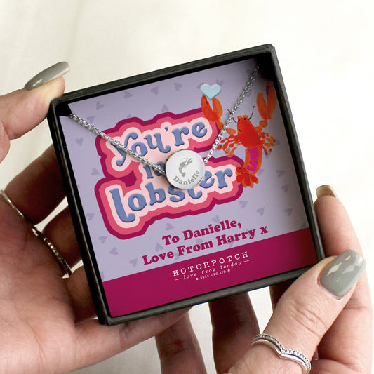 Personalised Hotchpotch You're My Lobster Sentiment Silver Tone Necklace and Box