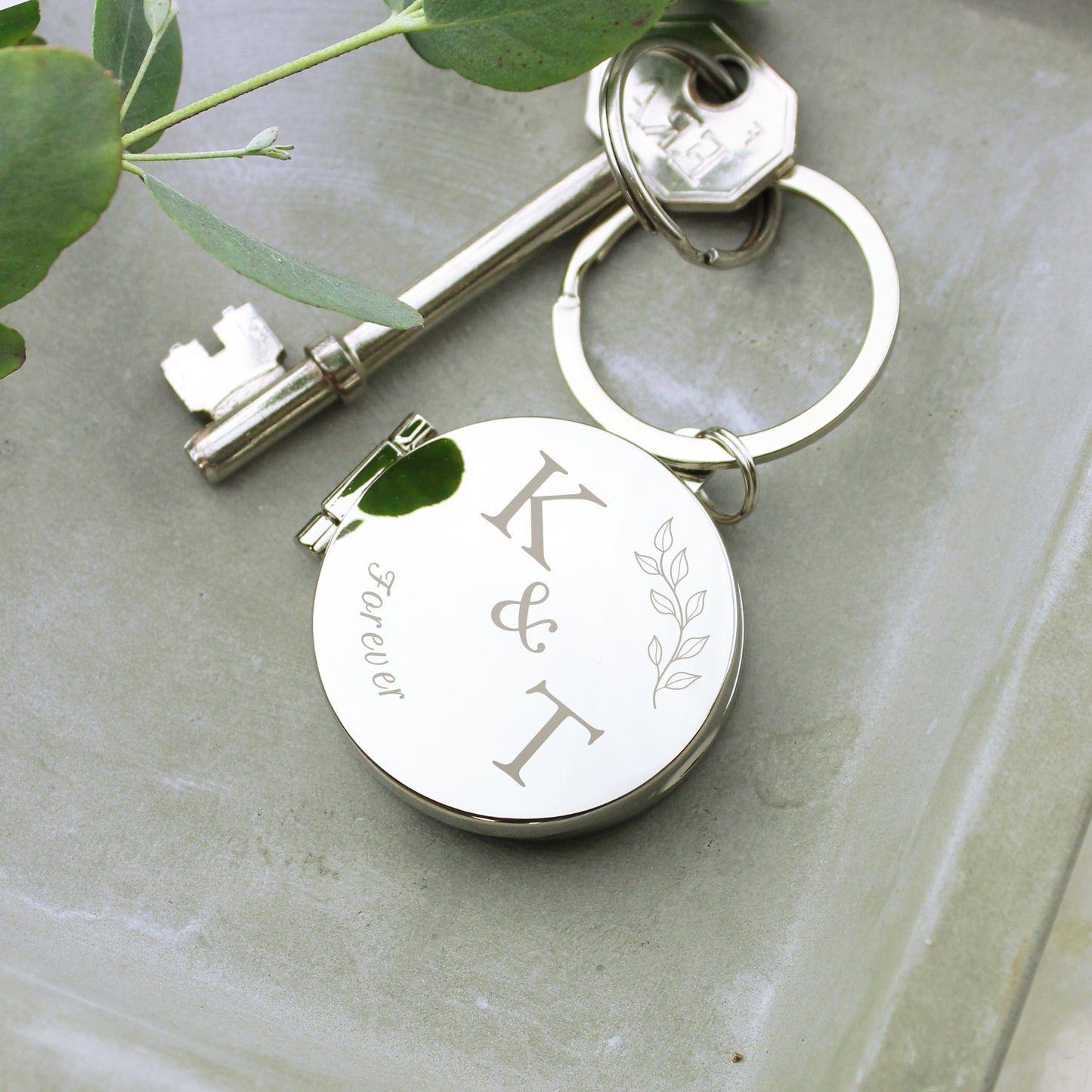 Personalised Foliage Couples Photo Keyring