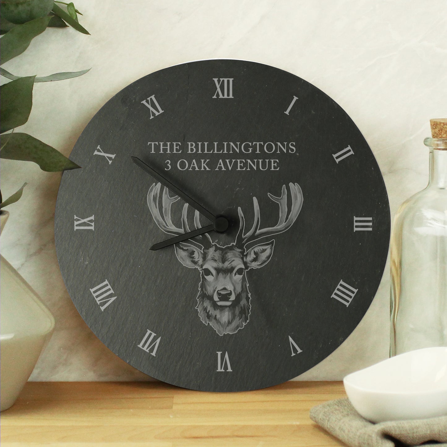 Personalised Stag Slate Clock