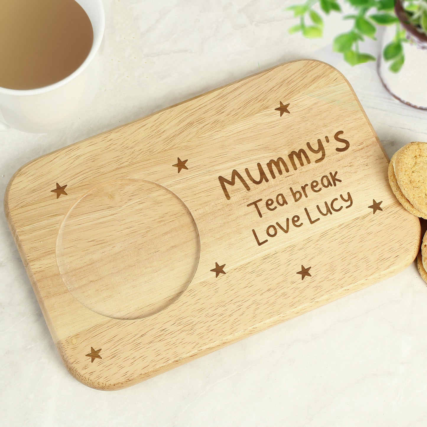 Personalised Stars Wooden Coaster Tray