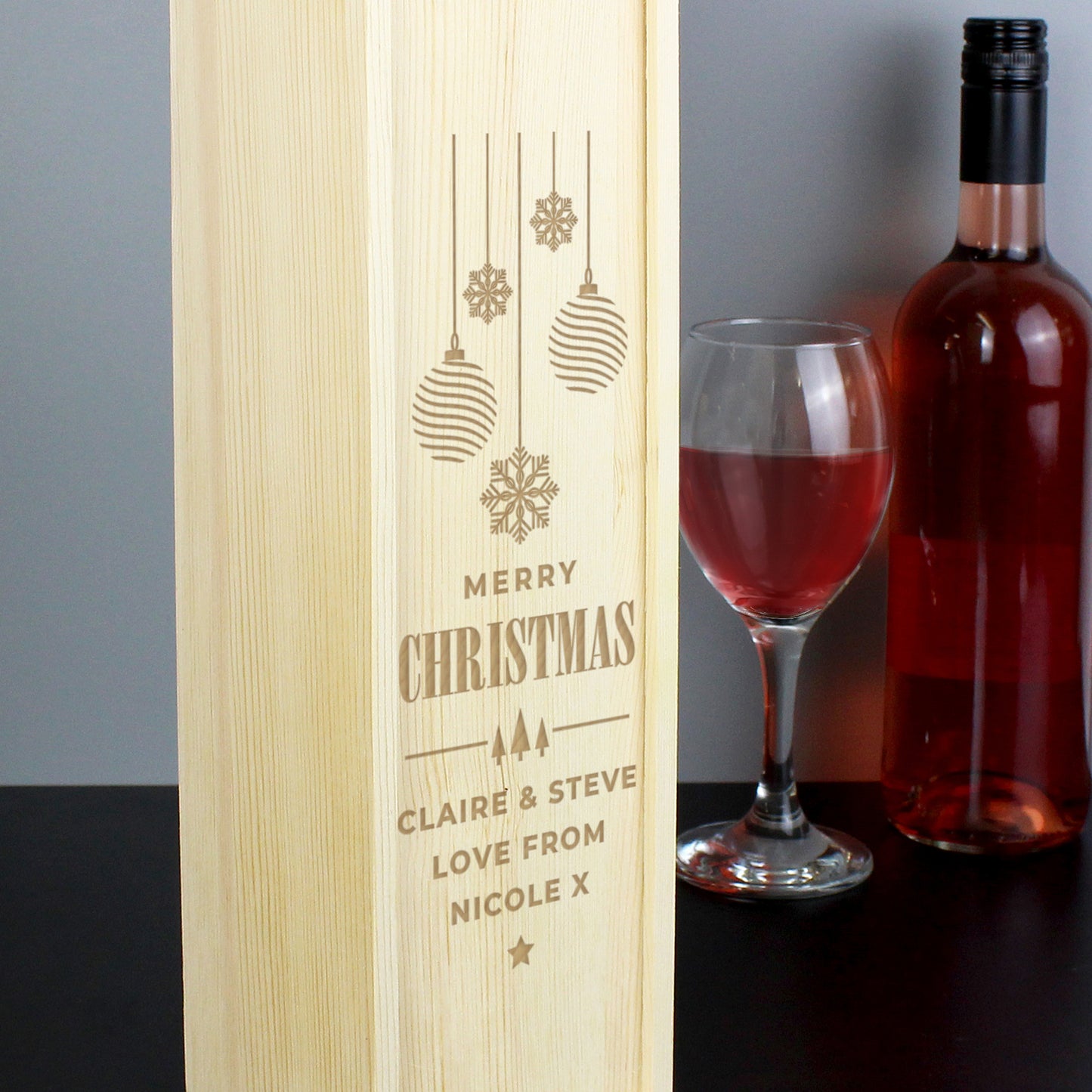 Personalised Christmas Wooden Wine Box