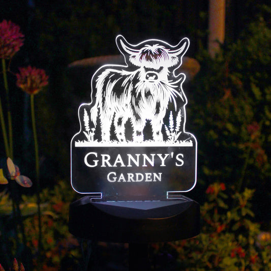 Personalised Highland Cow Garden Solar Light