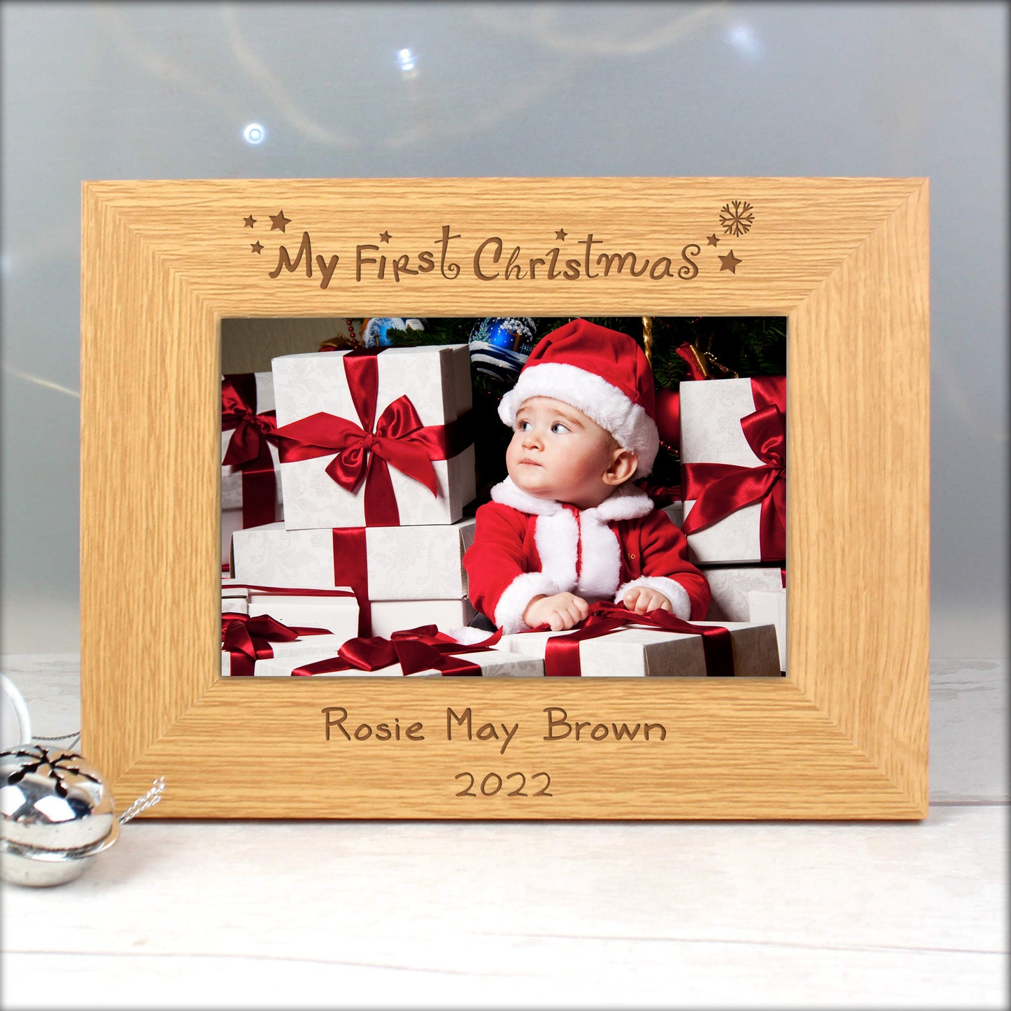 Personalised Oak Finish 6x4 My First Christmas Photo Frame