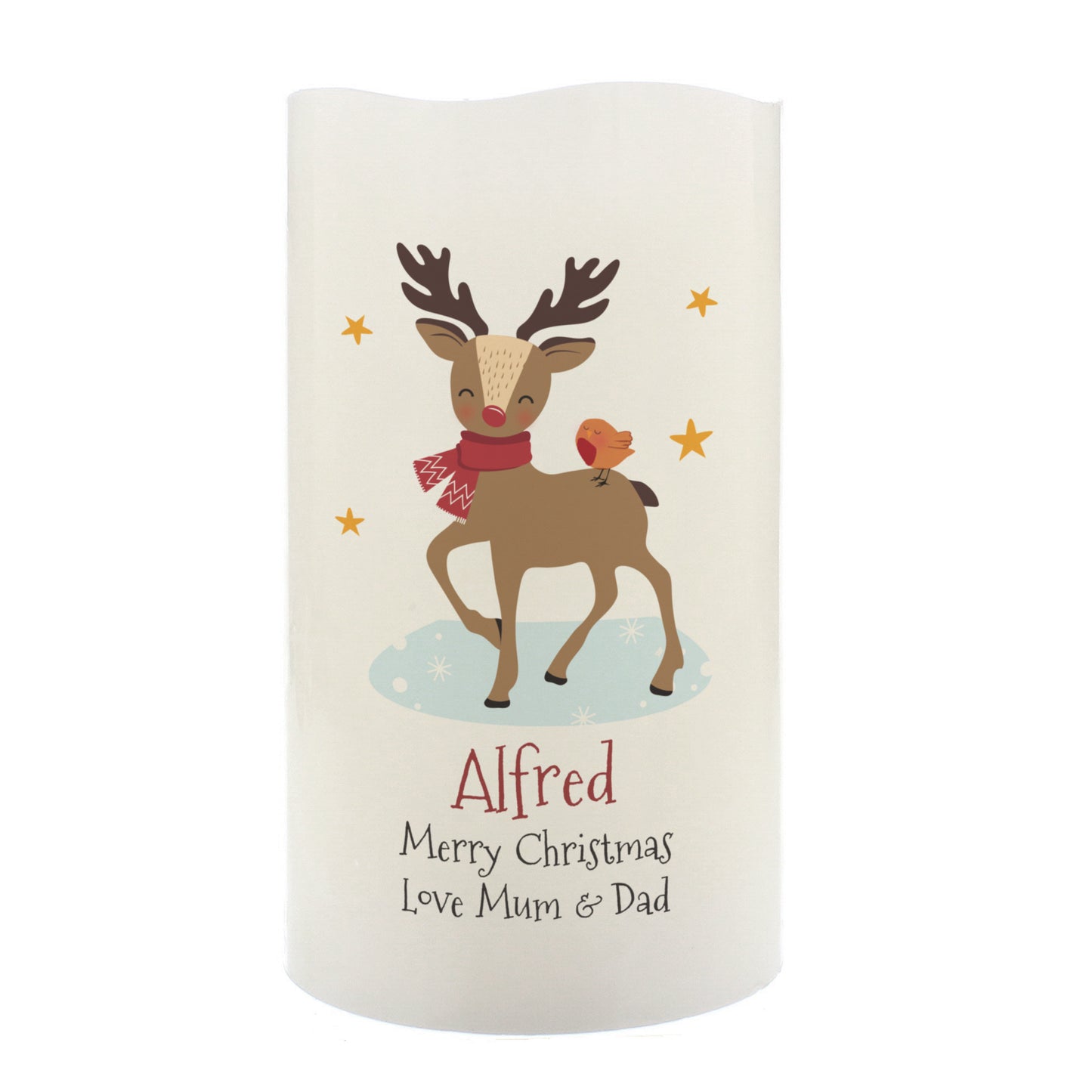 Personalised Christmas Reindeer LED Candle