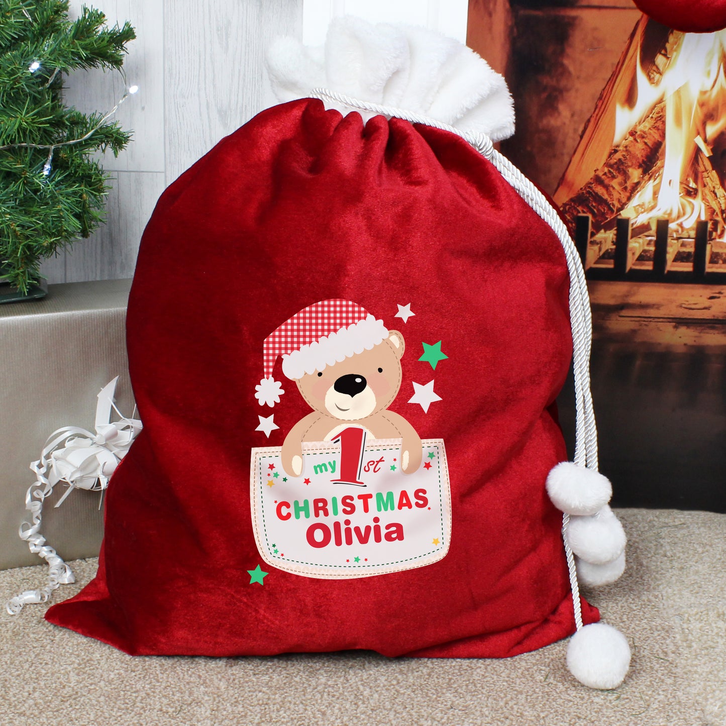 Personalised luxury red Christmas sack