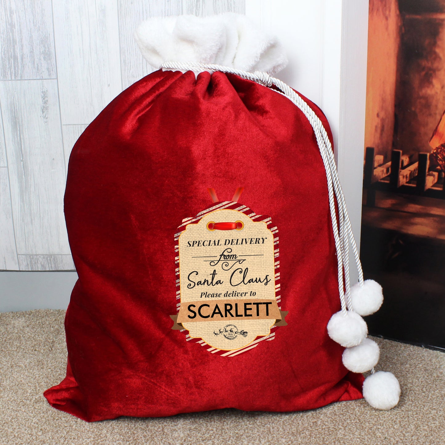 Personalised luxury red Christmas sack