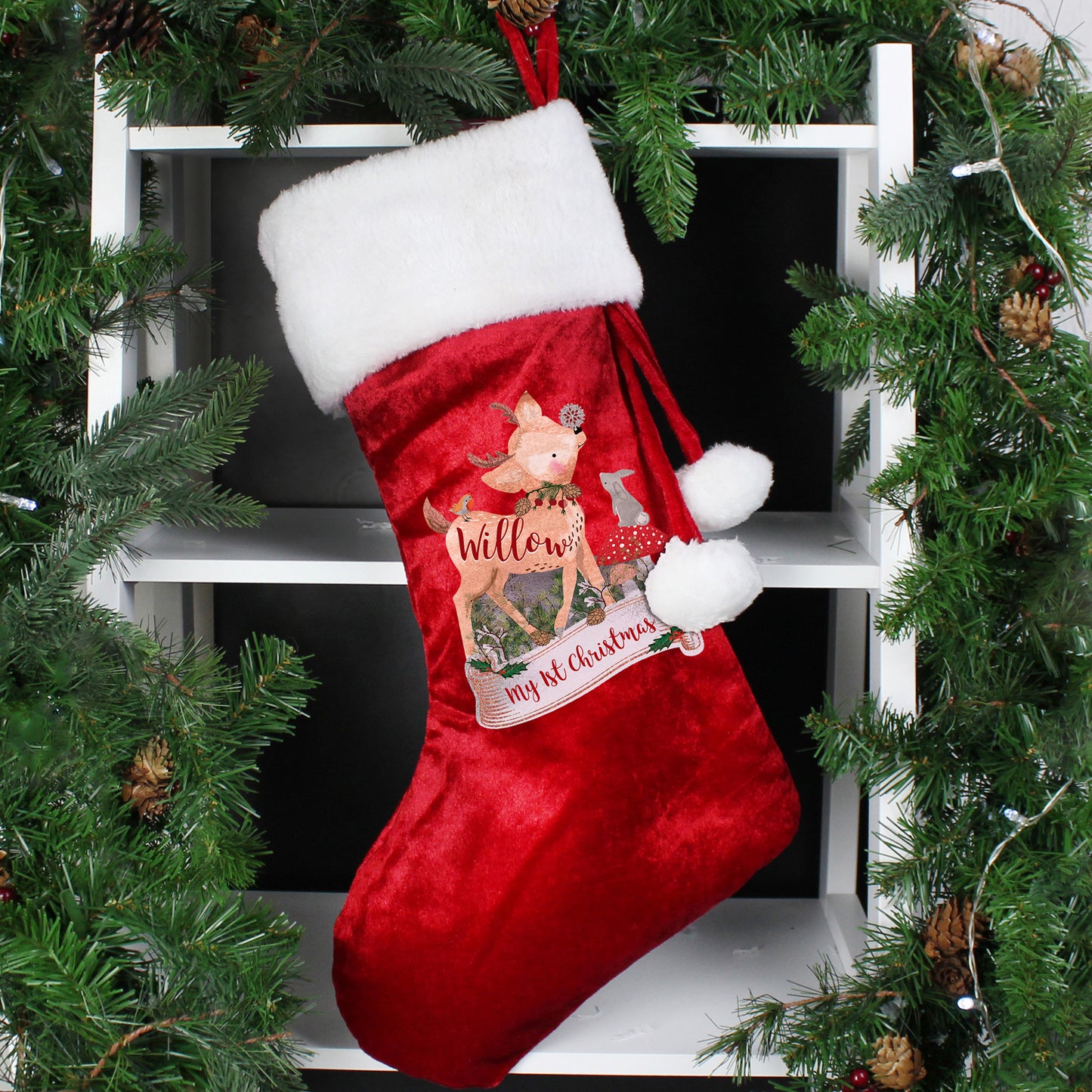 Personalised luxury red stocking - Various designs