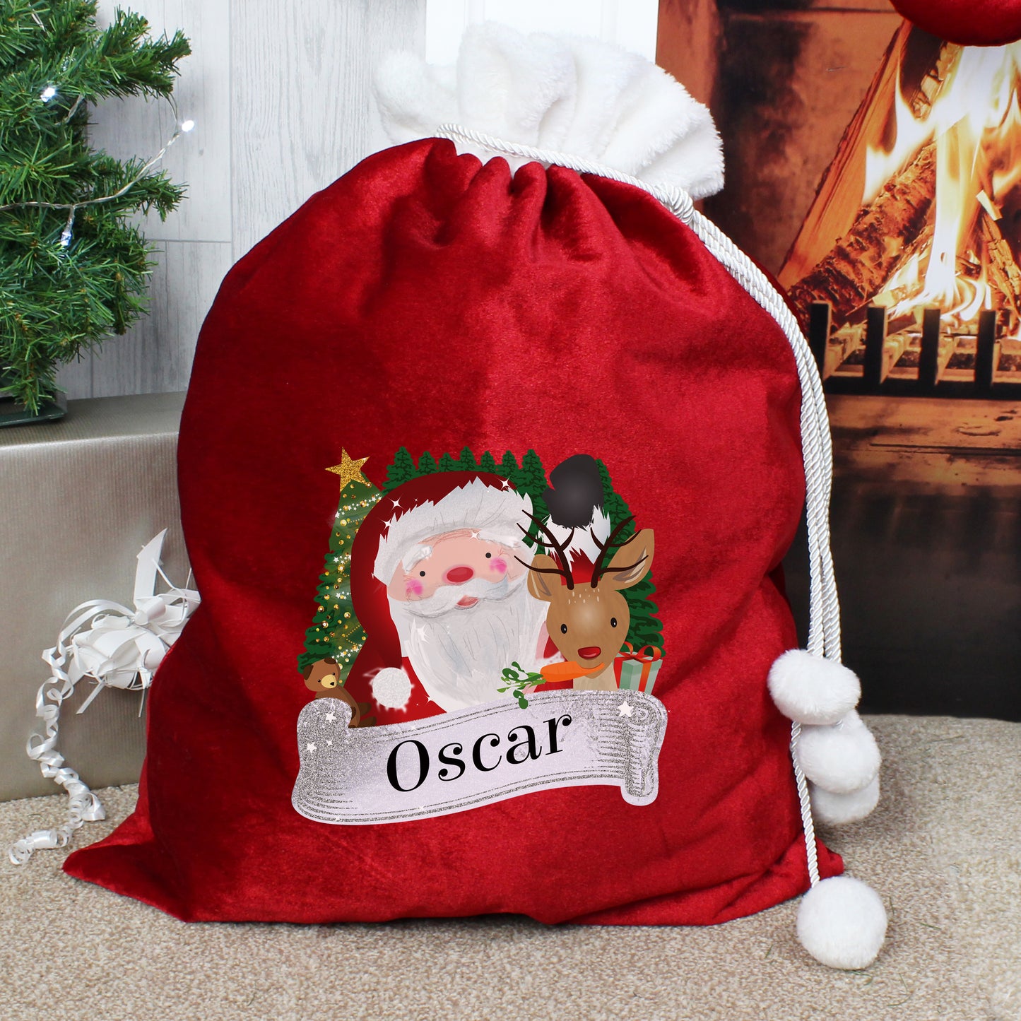 Personalised luxury red Christmas sack