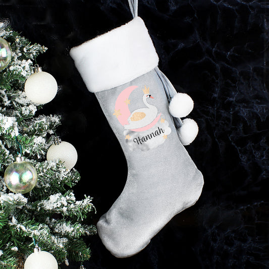 Personalised Luxury Silver Grey Stocking