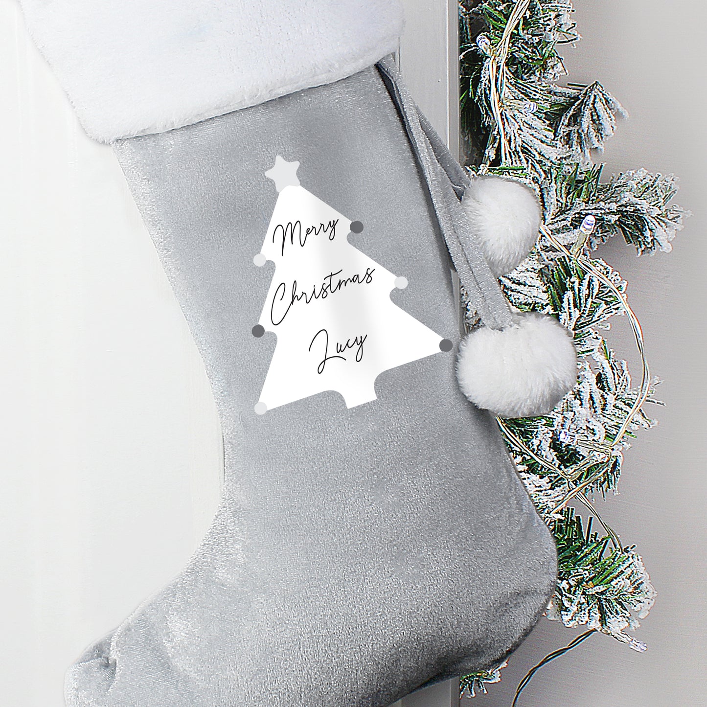 Personalised Luxury Silver Grey Stocking