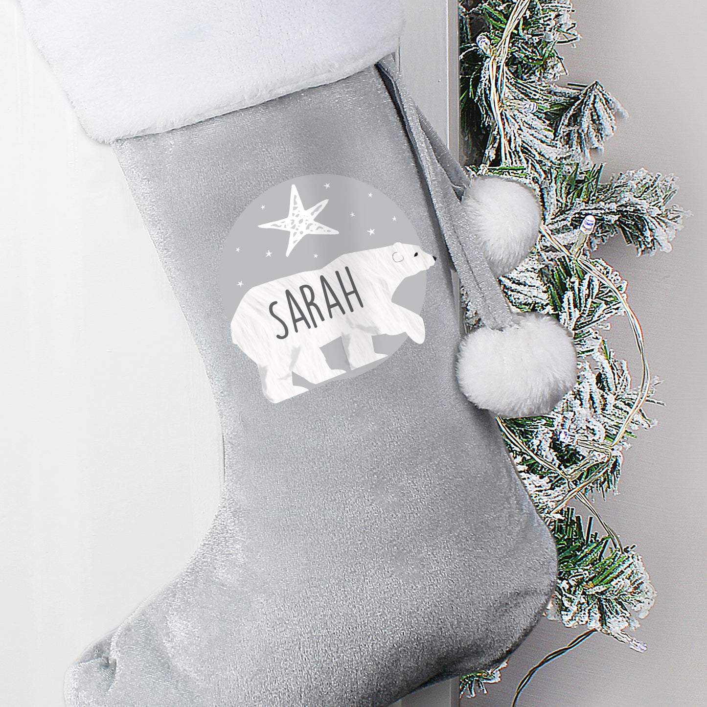 Personalised Luxury Silver Grey Stocking